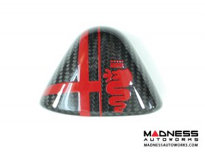 Alfa Romeo 4C Carbon Fiber Upper Safety Belt Ring Cover - w/ Red Alfa Logo